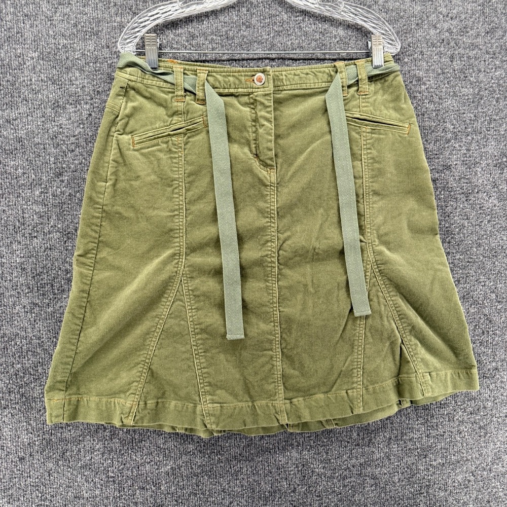 David Paul Corduroy Skirt Womens 10 Green A-Line 90s Boho Hippie Casual Ranch
